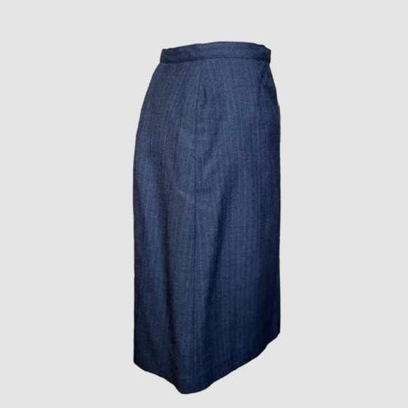 Vintage A-line midi skirt hand made grey very high waist wool back slit size 10 - Picture 3 of 13